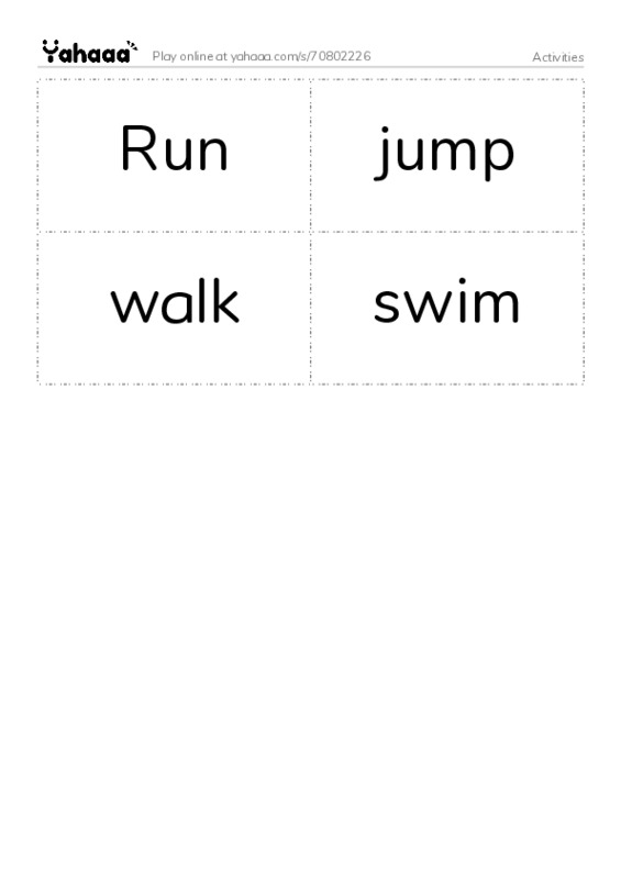 Word flashcards worksheet for Activities