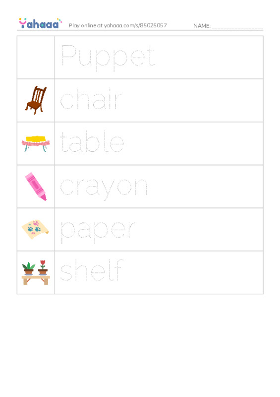 Picture and word rows worksheet for My class