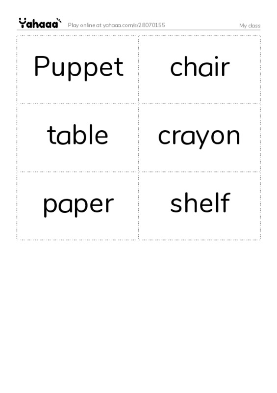 Word flashcards worksheet for My class