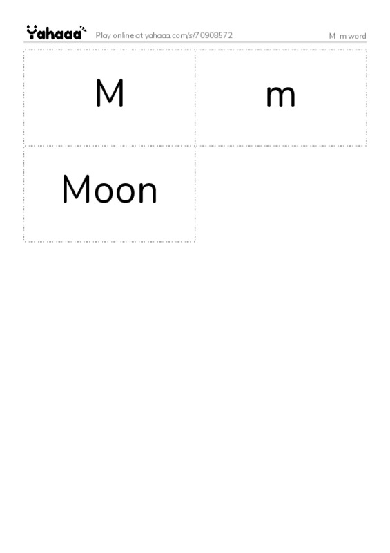 Word flashcards worksheet for M  m word