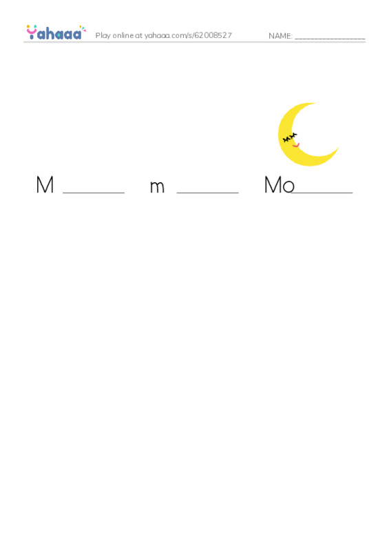 Finish the word worksheet for M  m word