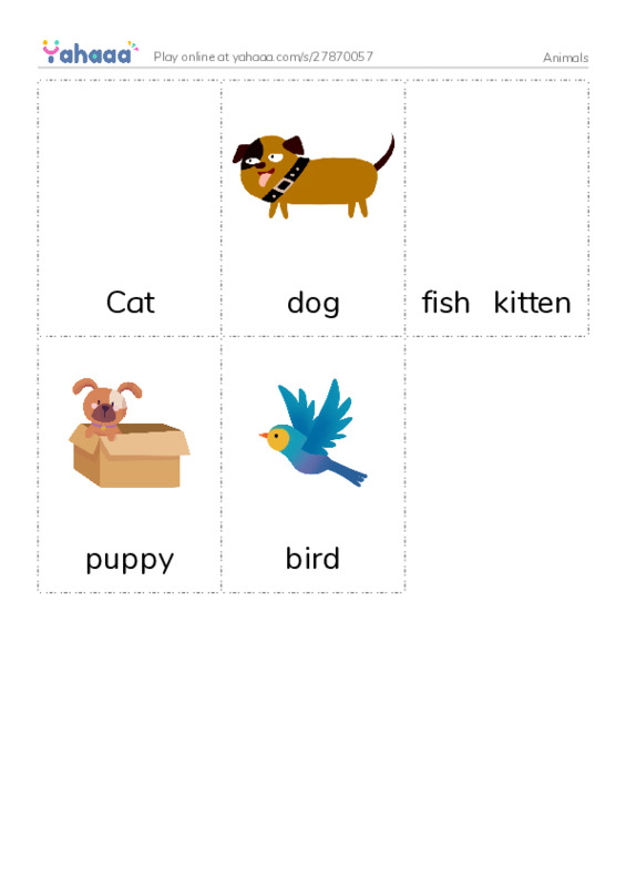 Picture flashcards worksheet for Animals