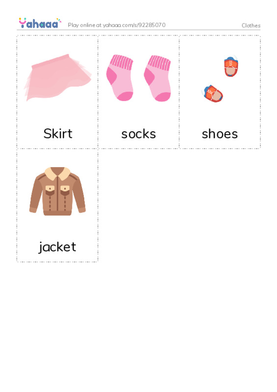 Picture flashcards worksheet for Clothes