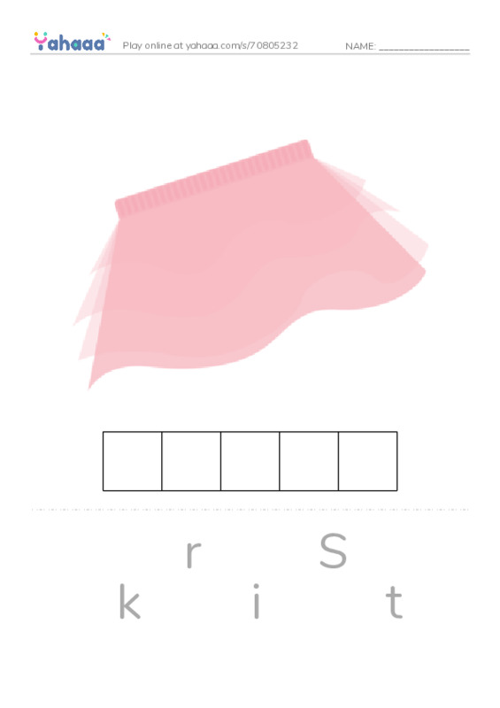 Letter scramble puzzle worksheet for Clothes