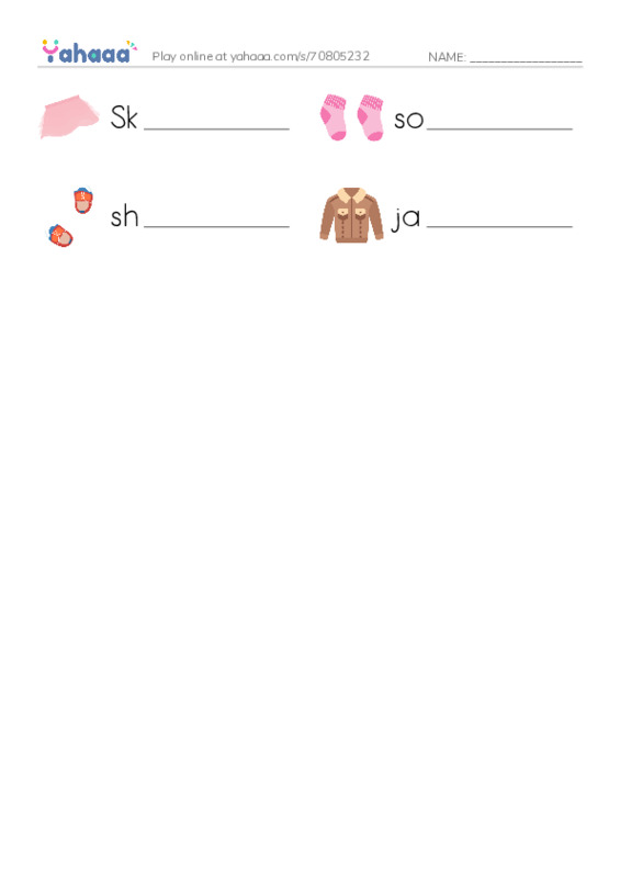 Write the word rows worksheet for Clothes