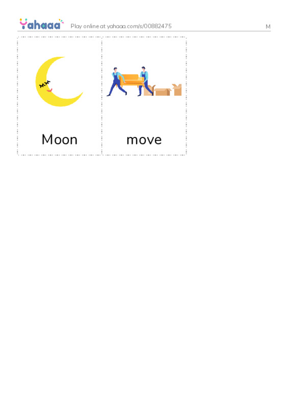 Picture flashcards worksheet for M