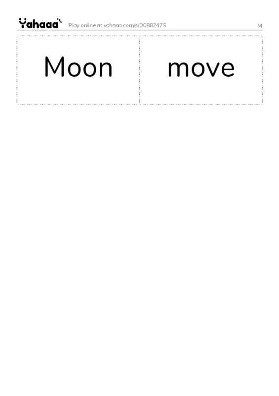 Word flashcards worksheet for M