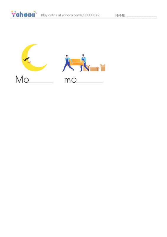 Finish the word worksheet for M