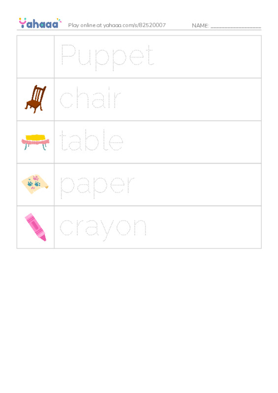 Picture and word rows worksheet for My class