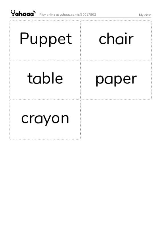 Word flashcards worksheet for My class
