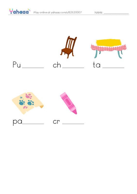 Finish the word worksheet for My class