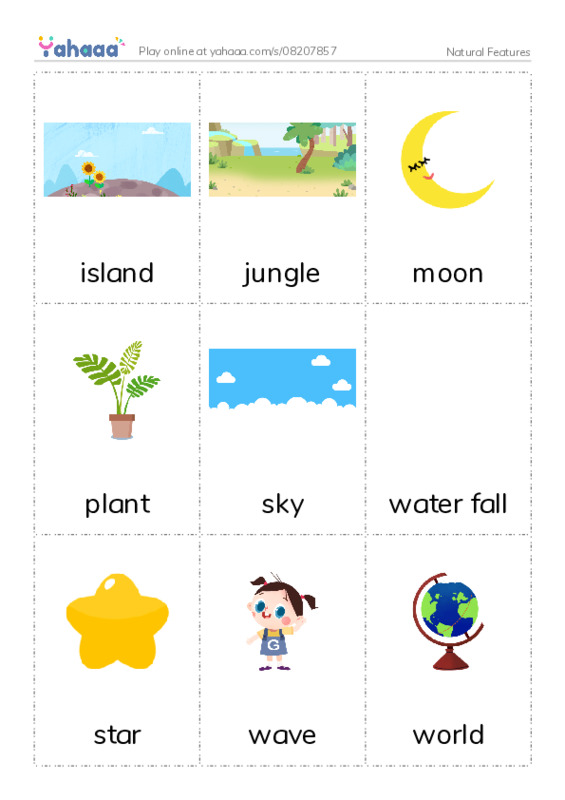 Picture flashcards worksheet for Natural Features