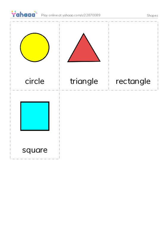 Picture flashcards worksheet for Shapes