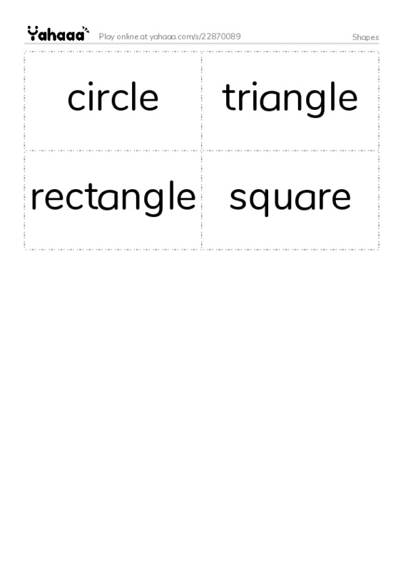 Word flashcards worksheet for Shapes