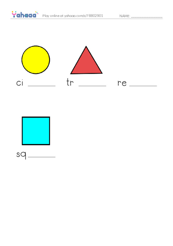 Finish the word worksheet for Shapes