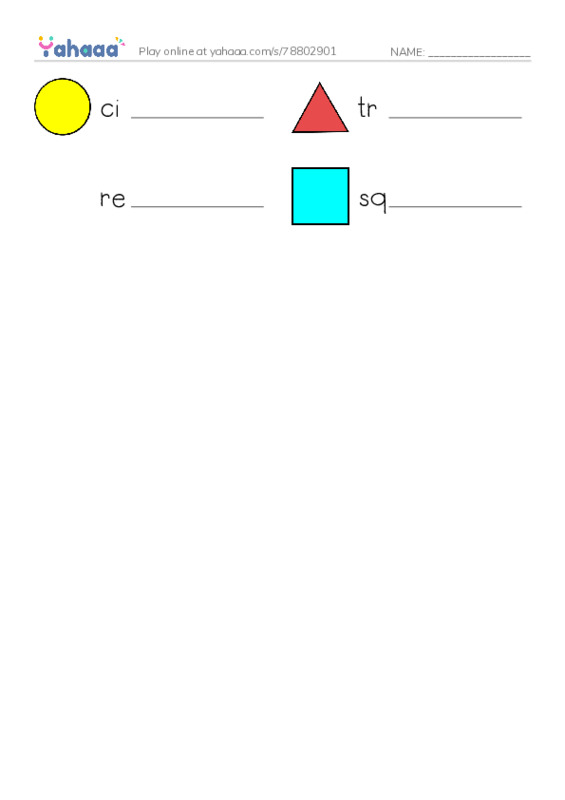 Write the word rows worksheet for Shapes