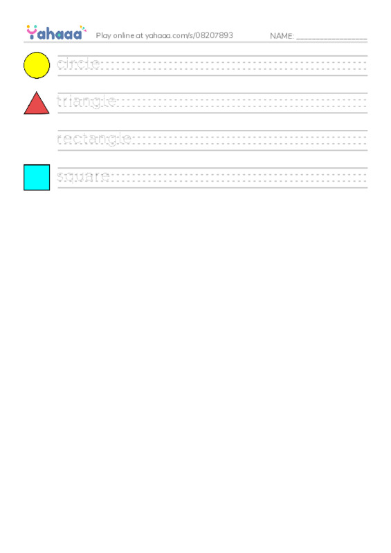 Handwriting lines worksheet for Shapes