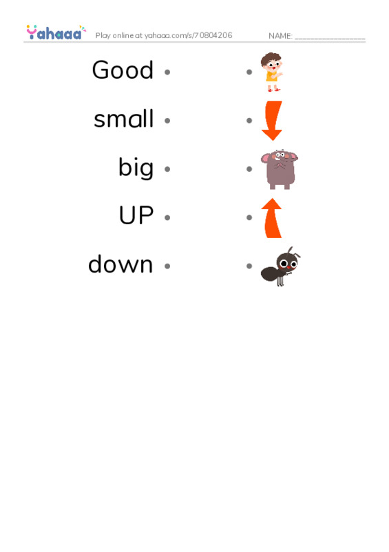 Draw a line to match worksheet for Adjetivos
