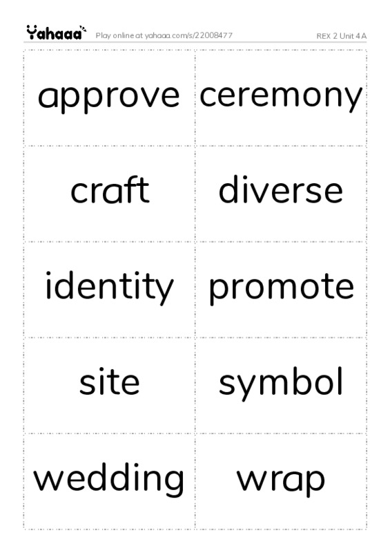 Word flashcards worksheet for REX 2 Unit 4A