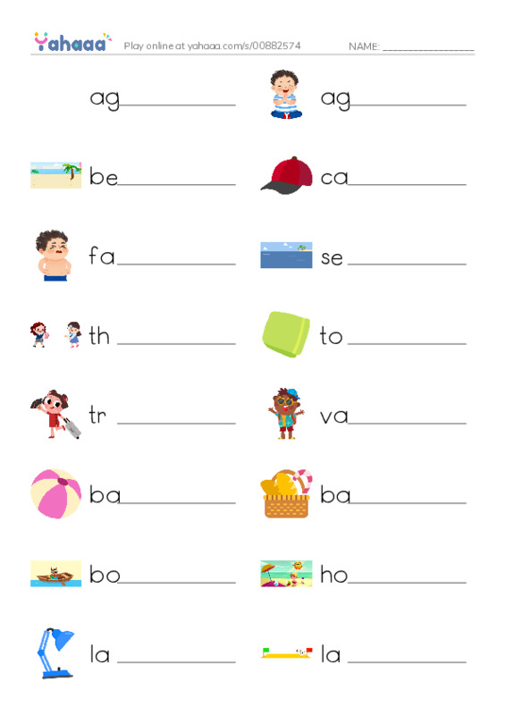 Write the word rows worksheet for 1000 words book 2 unit 7