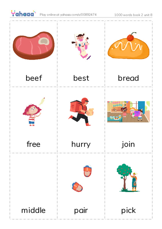 Picture flashcards worksheet for 1000 words book 2 unit 8