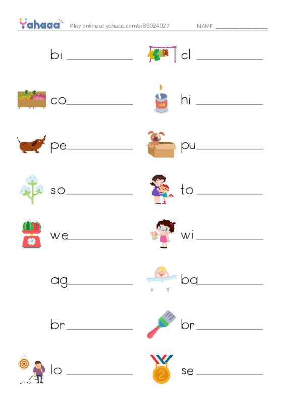Write the word rows worksheet for 1000 words book 2 unit 9