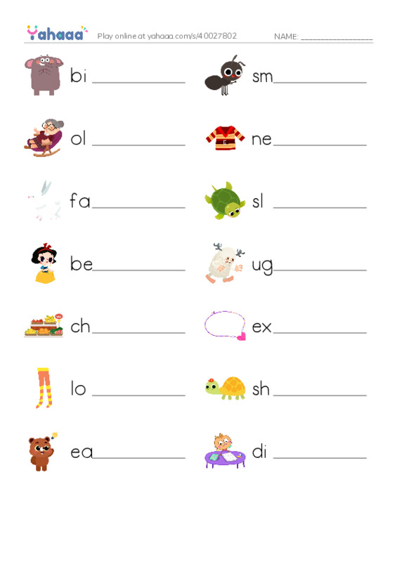 Write the word rows worksheet for Common Adjectives