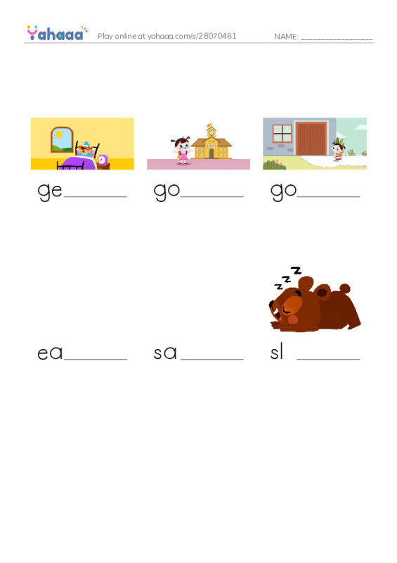 Finish the word worksheet for grade2 u5