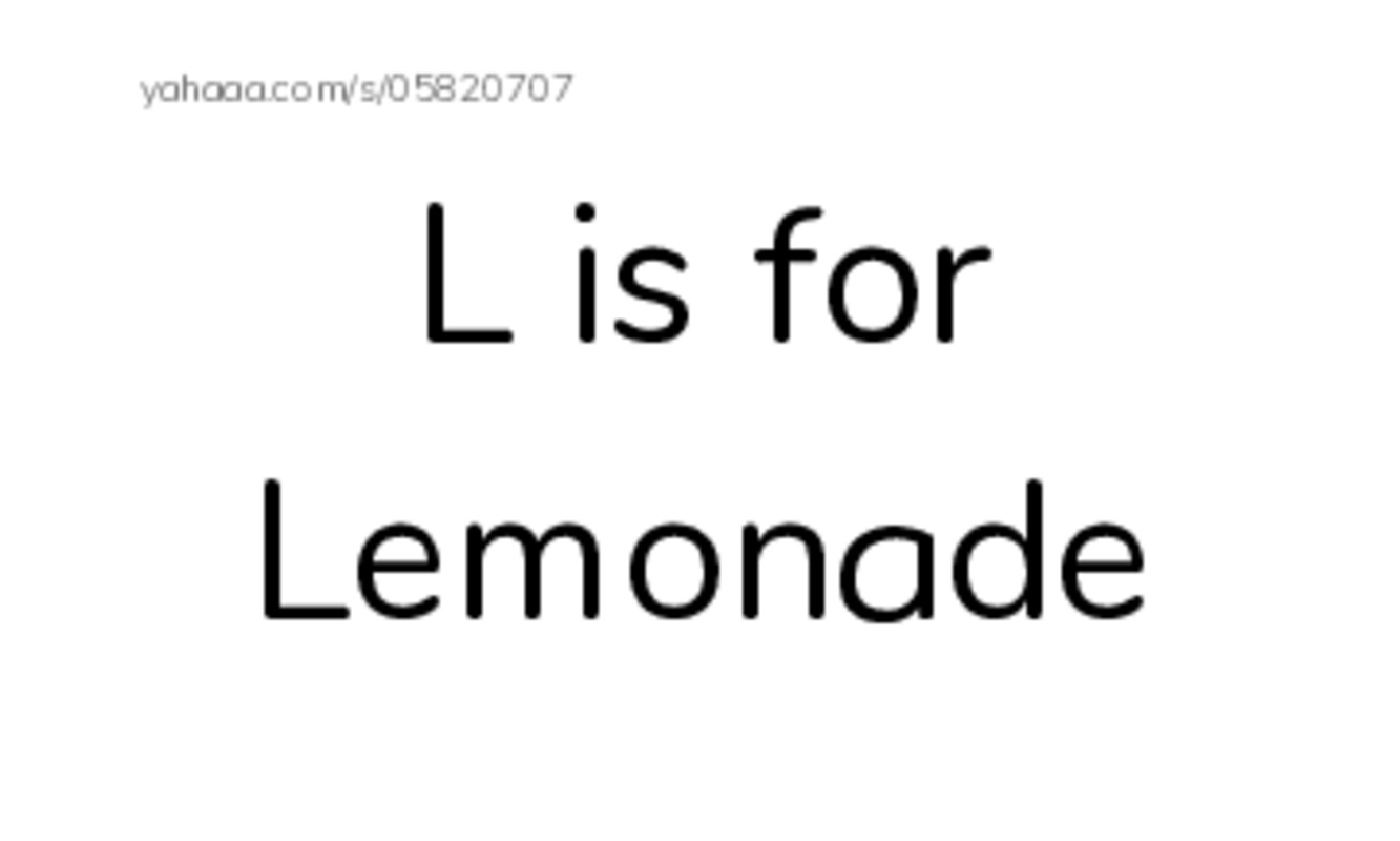 Index cards, words only worksheet for L is for Lemonade, Big L, Lily and 9 more