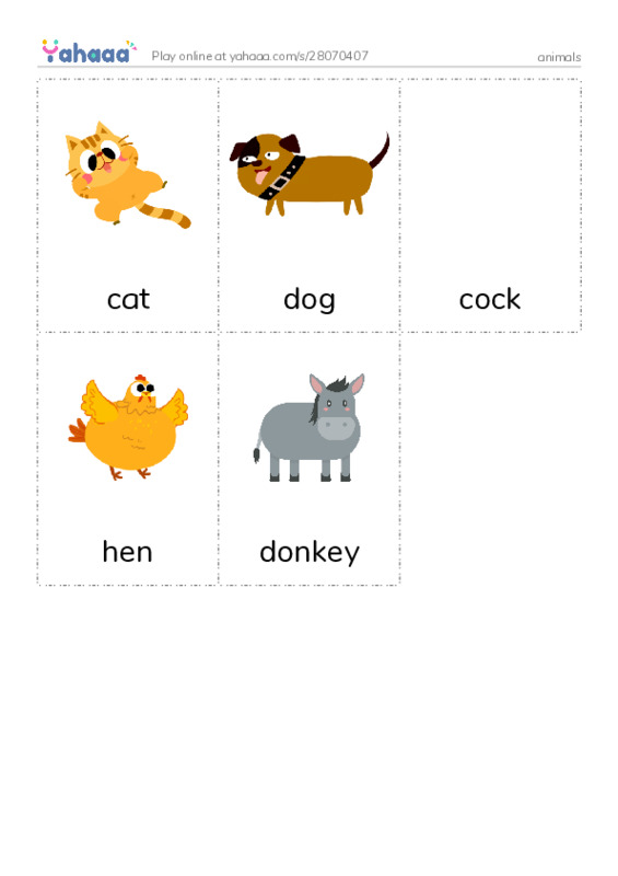 Picture flashcards worksheet for animals