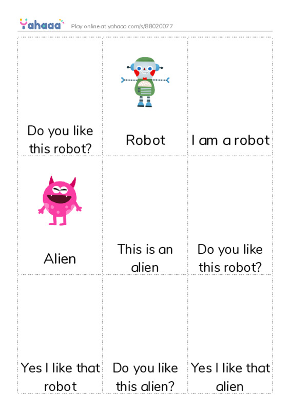 Picture flashcards worksheet for Do you like this robot?, Robot, I am a robot and 9 more