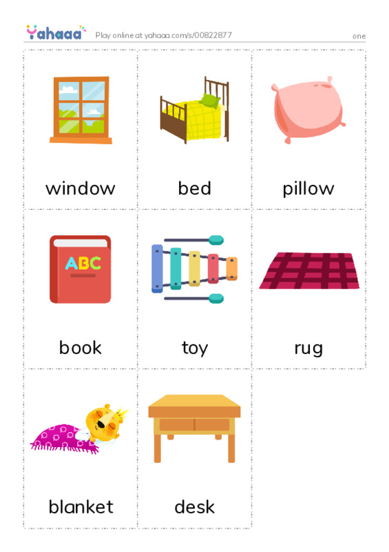 Picture flashcards worksheet for one