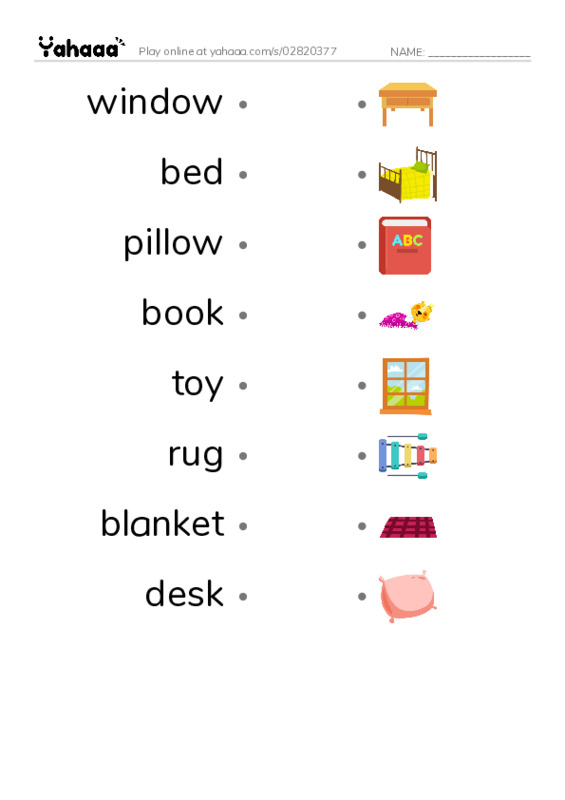 Draw a line to match worksheet for one