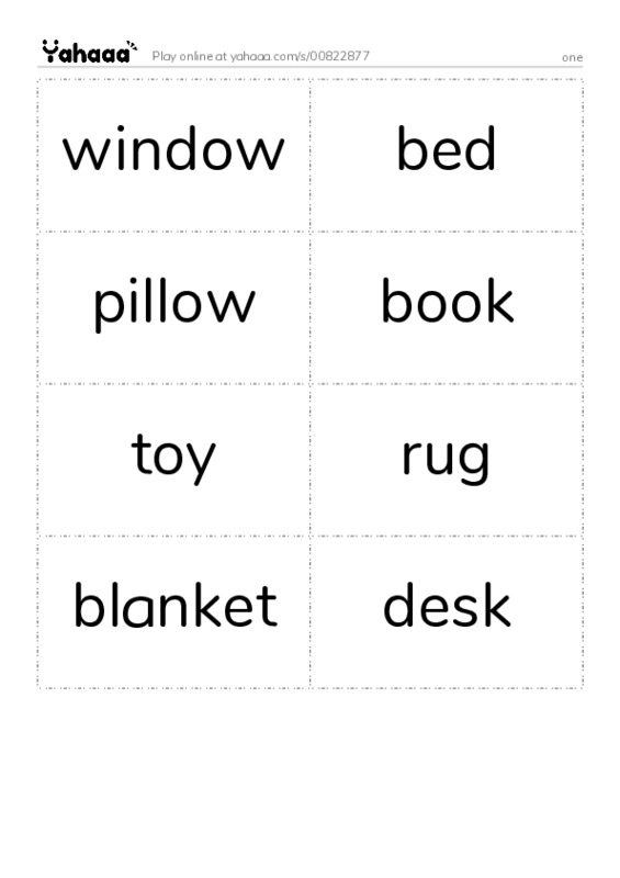 Word flashcards worksheet for one