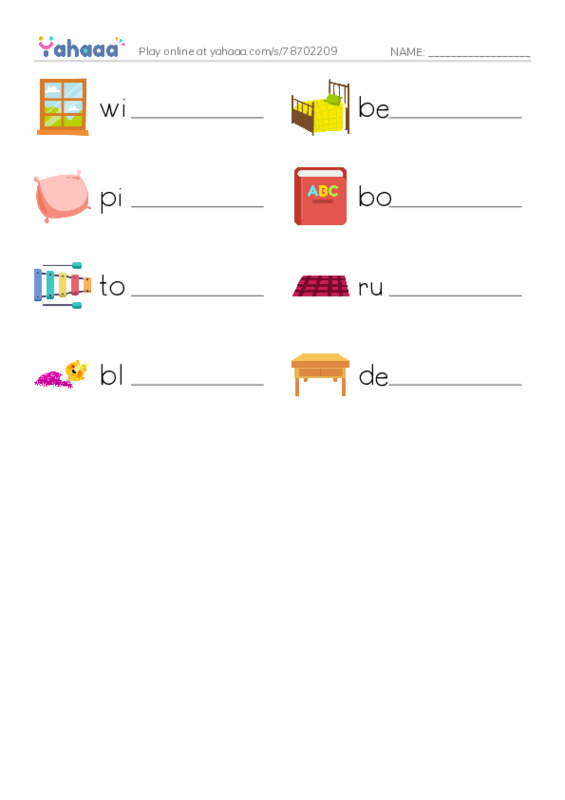 Write the word rows worksheet for one