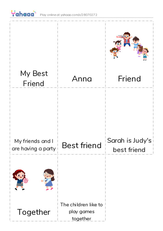 Picture flashcards worksheet for My Best Friend, Anna, Friend and 5 more