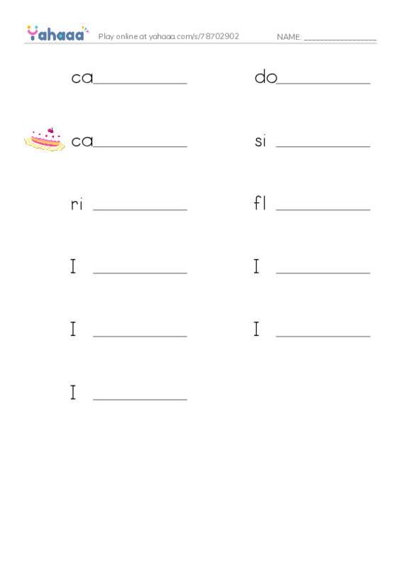 Write the word rows worksheet for unit 1