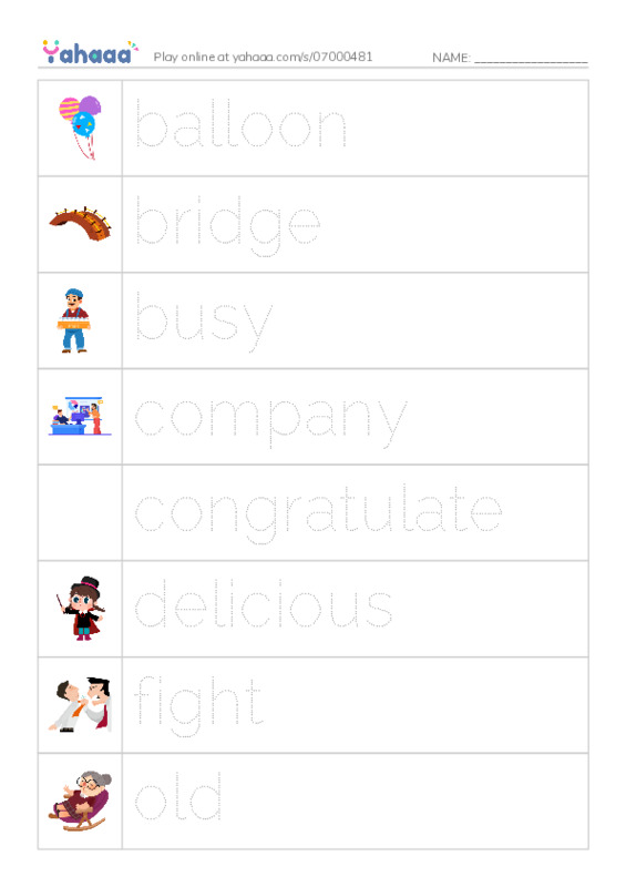 Picture and word rows worksheet for 1000 words book 2 unit 11