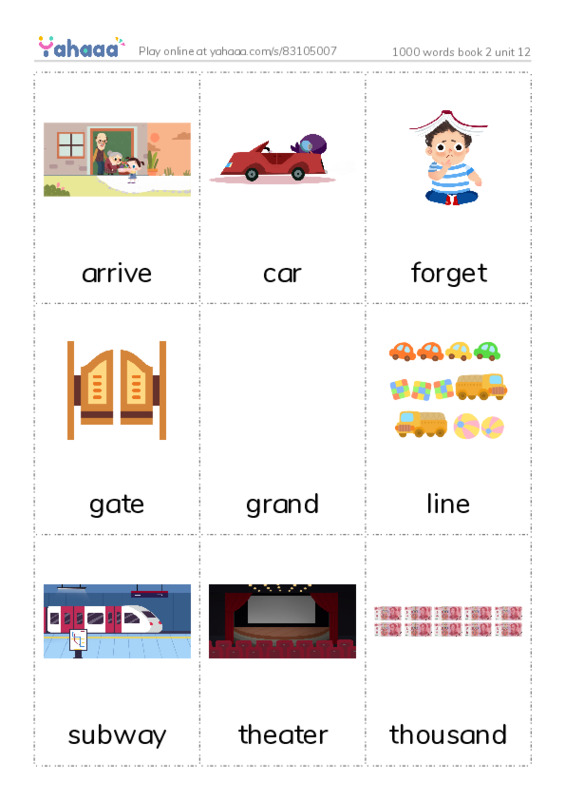 Picture flashcards worksheet for 1000 words book 2 unit 12