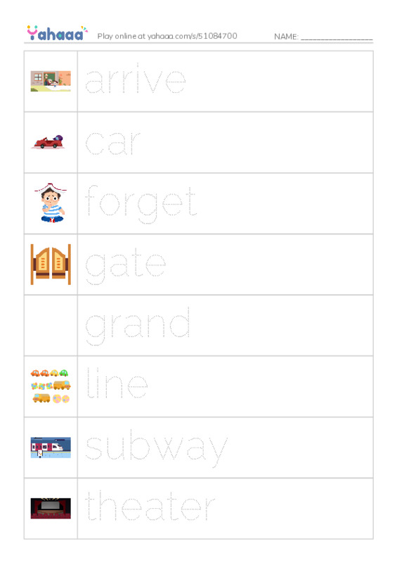 Picture and word rows worksheet for 1000 words book 2 unit 12