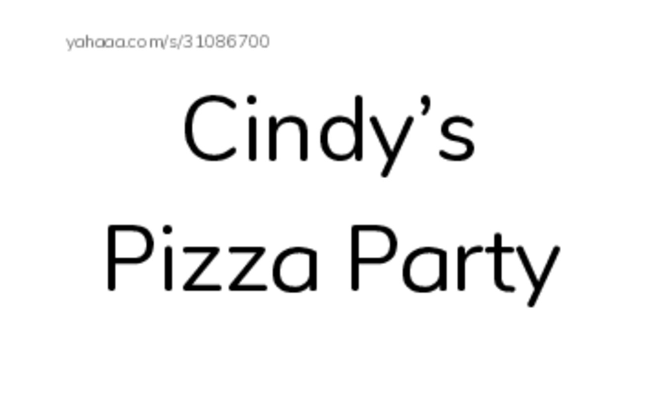 Index cards, words only worksheet for Cindy’s Pizza Party, her, hen and 12 more