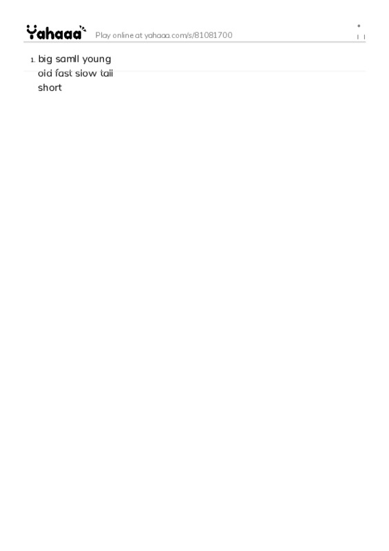 Word list with meanings worksheet for ۱خ۱