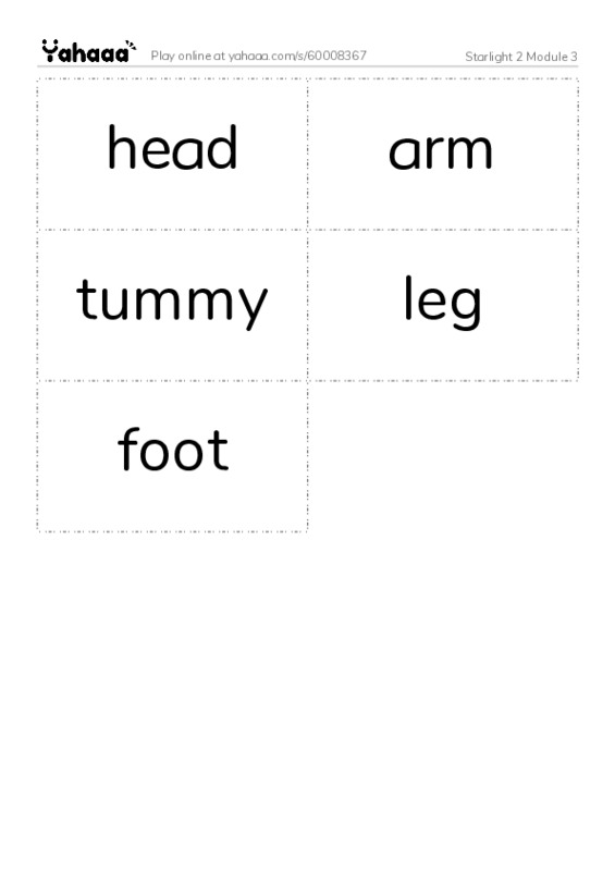 Word flashcards worksheet for Starlight 2 Module 3