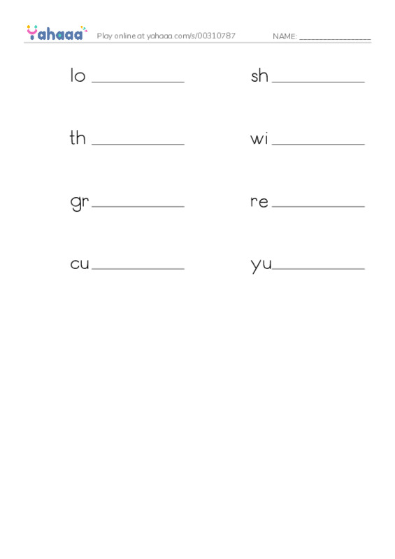 Write the word rows worksheet for pasta