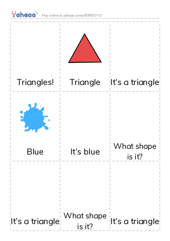 Picture flashcards worksheet for Triangles!, Triangle, It’s a triangle and 11 more