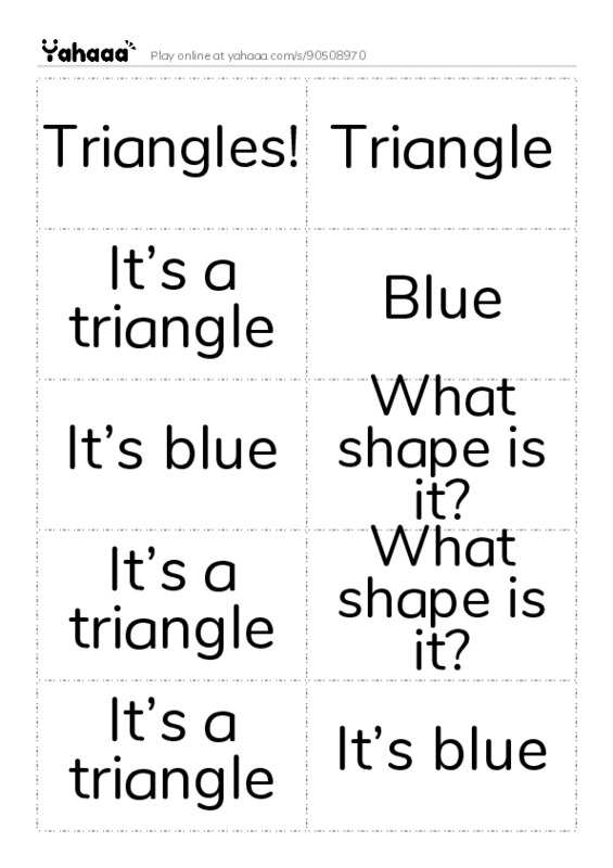 Word flashcards worksheet for Triangles!, Triangle, It’s a triangle and 11 more