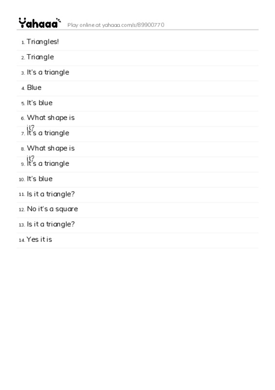 Word list with meanings worksheet for Triangles!, Triangle, It’s a triangle and 11 more