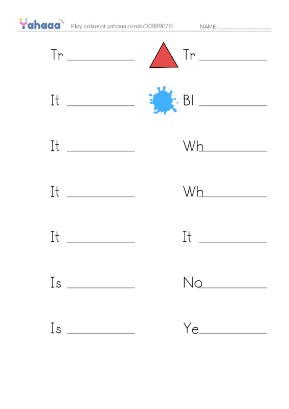 Write the word rows worksheet for Triangles!, Triangle, It’s a triangle and 11 more