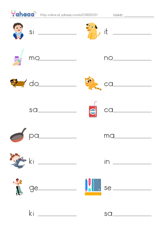 Write the word rows worksheet for reading Emma 2