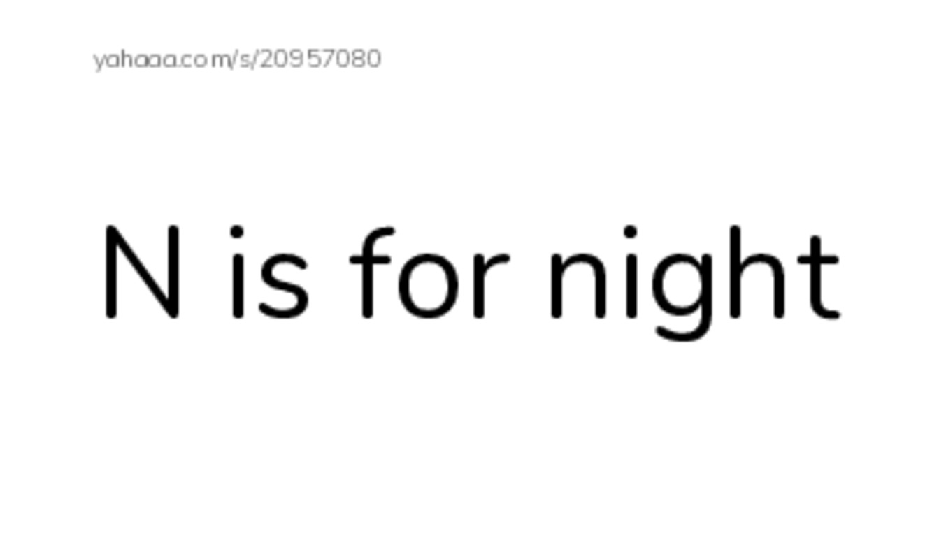 Index cards, words only worksheet for N is for night, Big N, Nick and 10 more